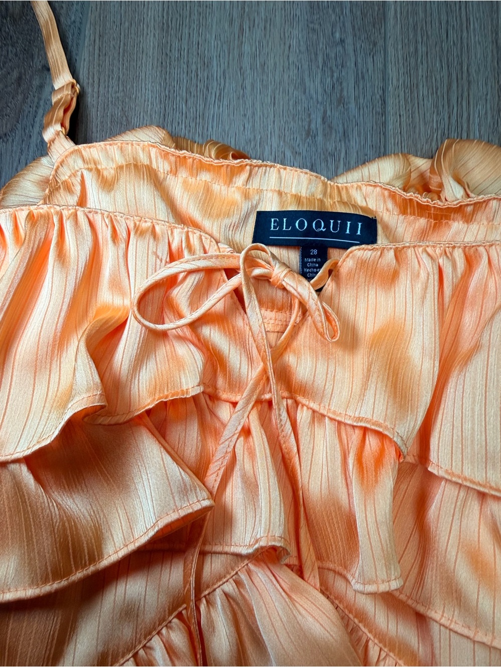 ELOQUII 28 Peach Ruffle Crop Tank Top Tie Front Plus Size Going Out Summer Date - Picture 4 of 10